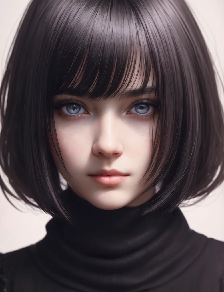 Milenka Mikhailova, (masterpiece), realistic, (portrait of a girl), beautiful face,
sunlight, cinematic light, bangs, beautiful woman, beautiful eyes, short black hair,
perfect anatomy, very cute, princess eyes, (eyes black), (frame head), centered, stylized,
bioluminescence, 8k resolution, low-cut white dress with small blue details, human hands,
full of wonder, elegant, approaching perfection, dynamic, highly detailed, character sheet ,
concept art, soft , looking directly at the viewer positioned so that her body is symmetrical and balanced,
incredibly beautiful, short black detailed hairstyle with bangs,