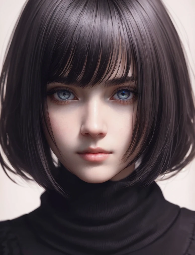 Milenka Mikhailova, (masterpiece), realistic, (portrait of a girl), beautiful face,
sunlight, cinematic light, bangs, beautiful woman, beautiful eyes, short black hair,
perfect anatomy, very cute, princess eyes, (eyes black), (frame head), centered, stylized,
bioluminescence, 8k resolution, low-cut white dress with small blue details, human hands,
full of wonder, elegant, approaching perfection, dynamic, highly detailed, character sheet ,
concept art, soft , looking directly at the viewer positioned so that her body is symmetrical and balanced,
incredibly beautiful, short black detailed hairstyle with bangs,