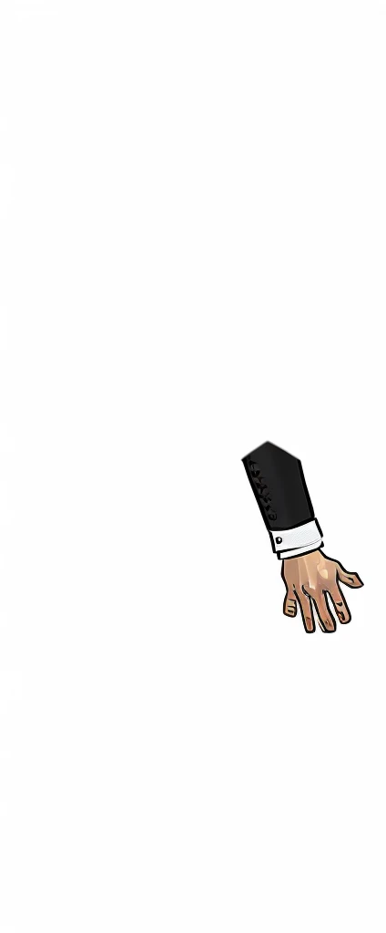 A man with a bushy beard, brunette hair but with a blonde topknot, wearing a black suit with a red tie, style cartoon (RIGHT PALM) - Renan Souzones