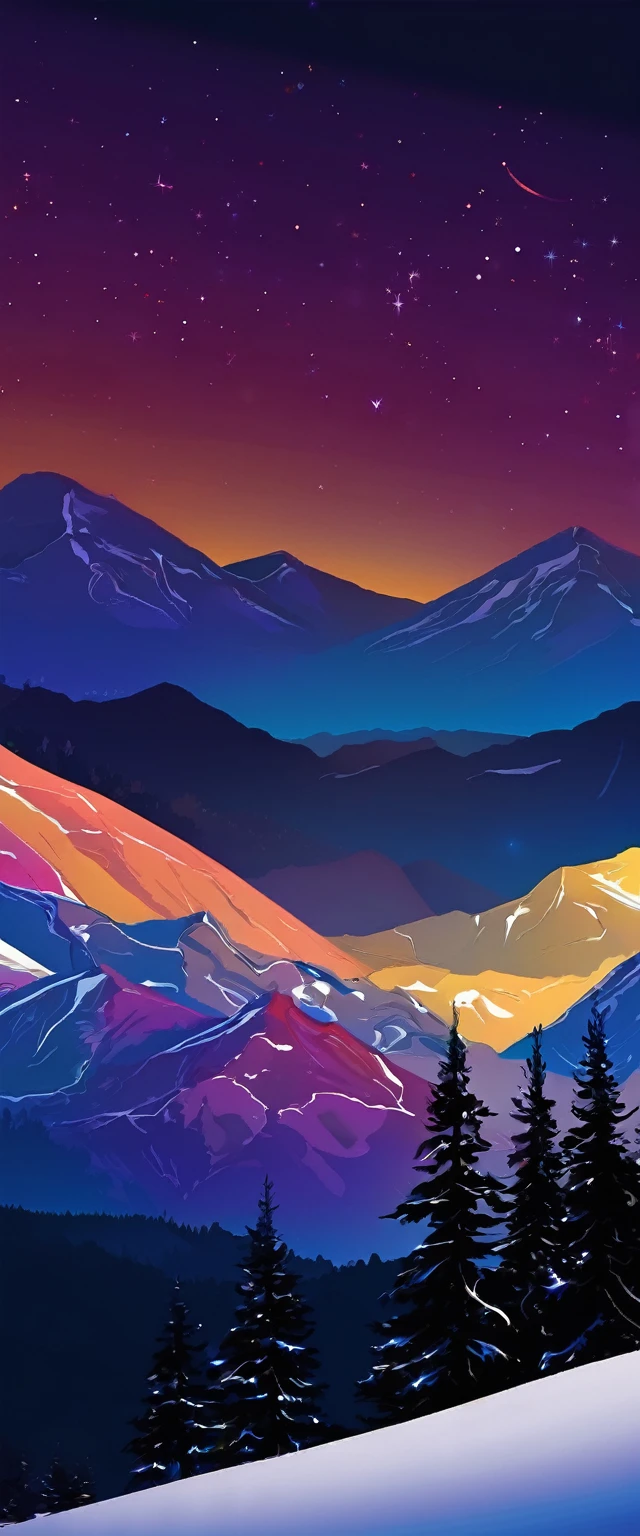 night mountain view, deep colors