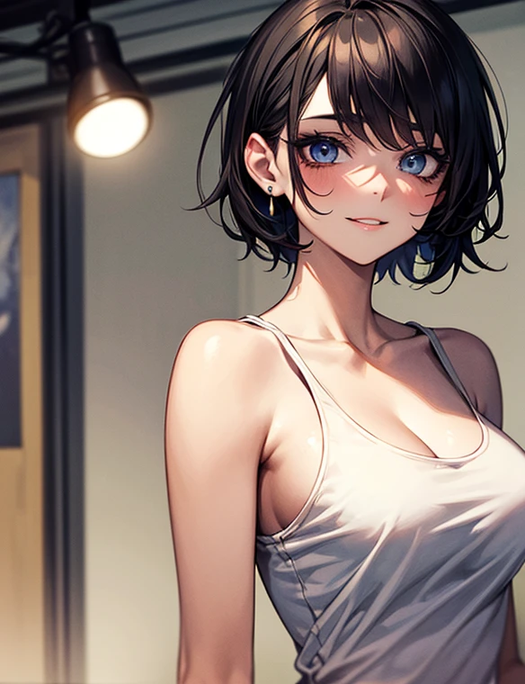Attractive breasts、Beautiful and attractive anime woman, Enchanting anime girl, Top rated on pixiv、Short Bob、Healthy Body、Are you okay、Laughter、See-through underwear、Yakuza、tattoo、I can see your underwear、Shaven、Slippery