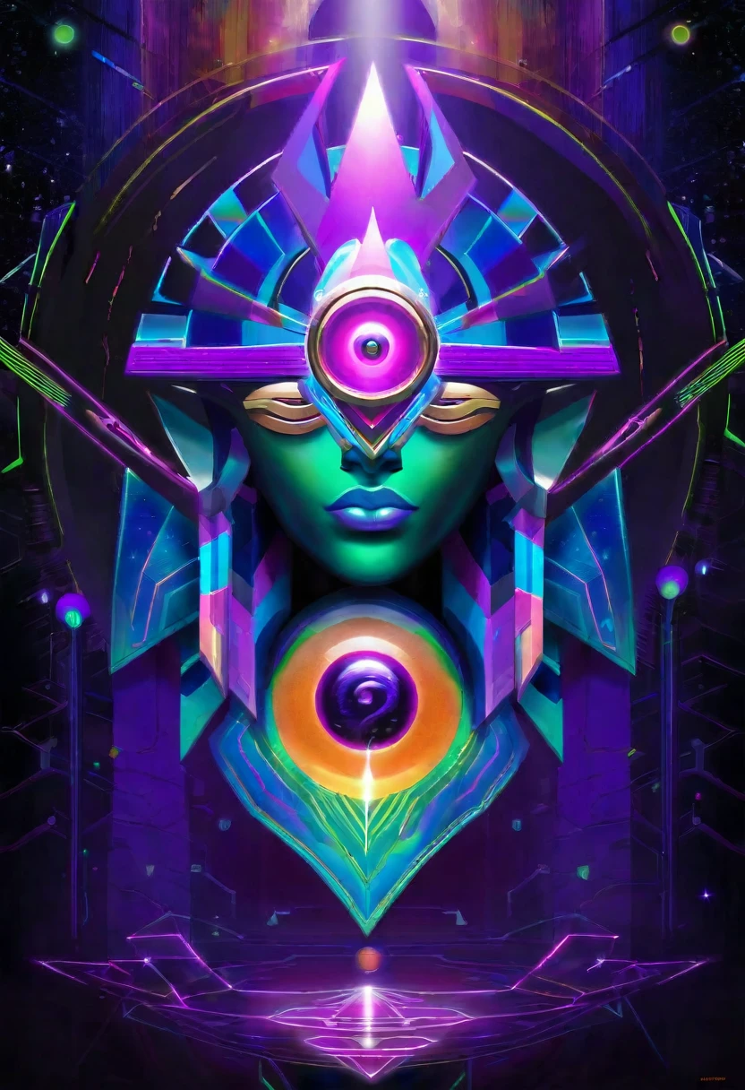 The conflict unfolds in a surreal ebru-inspired spectacle, where the dark robotic aliens, their bodies adorned with intricate, circuit-like designs, clash with the cybernetic spaceship alien, its sleek form pulsating with a mesmerizing blend of neon lights and ethereal patterns