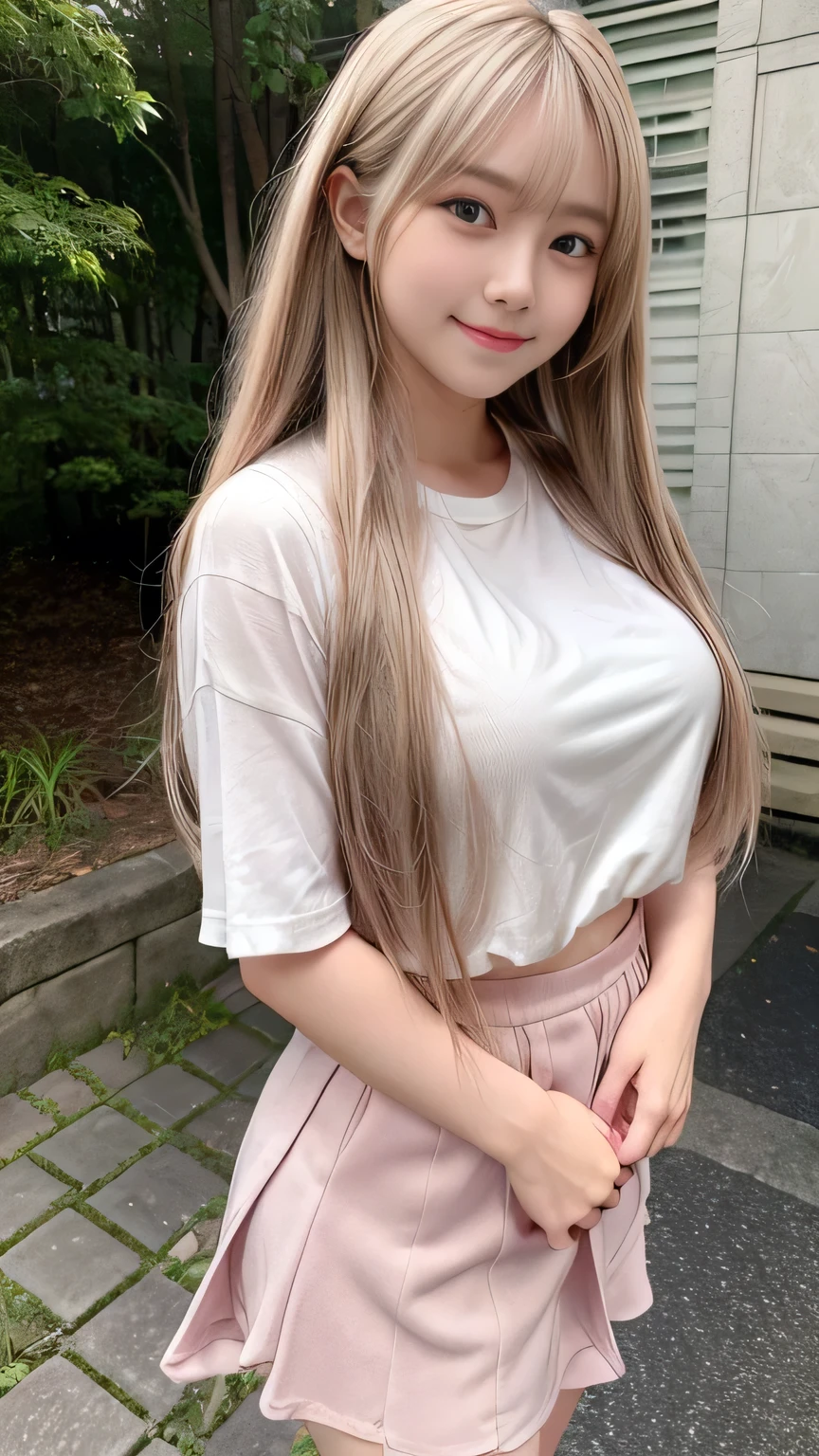 blush,, Sexy big ,13 year old irl looks sexy and cute&Cute beautiful sexy face、A strong wind blows my hair in front of my face,Beautiful super long metallic blonde dreadlocks、Her long hair hides her beautiful, cute and sexy eyes.。、Belly button shirt、Very short ruffled miniskirt、Turn around and look at me with a smile、Cute eyes hidden by long bangs、yawn、Double teeth、Reduces the appearance of nasolabial folds、