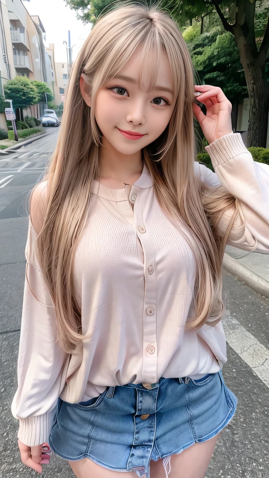 (parted bangs)、(Curly Hair:1.3)、(Blonde:1.3)、(Good lighting)、(blurred background)、masterpiece, best quality, photo, japanese pantyless 22 years old high school girl stick out their butts from a train sofa as if looking into the window behind her, micro mini pleated skirt, turn around and look at the viewer with provocative smile, and lift up her micro to reveal her butt. have big breasts, baby face, smile, Full body figure, back shot,