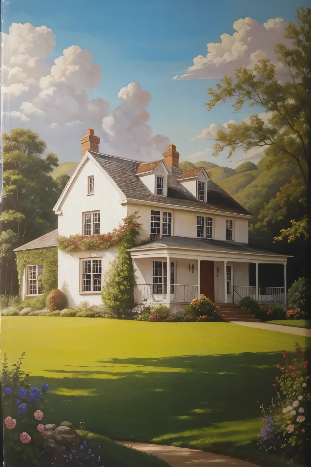 COUNTRY HOUSE ILLUSTRATION , oil painting ,