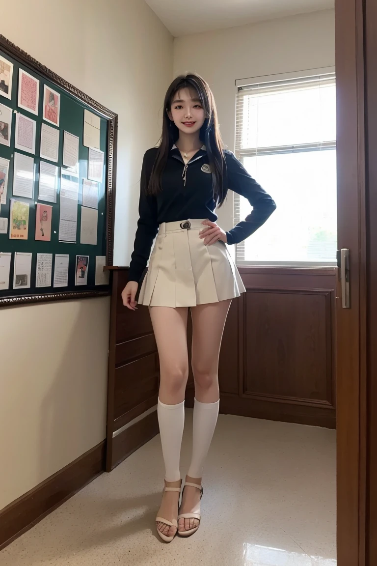 ((Full body)), ((masterpiece)), ((8K)), (((Beautiful high )))), (Women's Suits:1.3), (Black Bob 1.2), Smiling face, With bangs, Dark Eyes, Long eyelashes, High nose, Blackheads on the corners of the eyes, Big Boobs, Perfect beautiful figure, Soft skin, Beautiful clavicle, Sit on the guardrail
