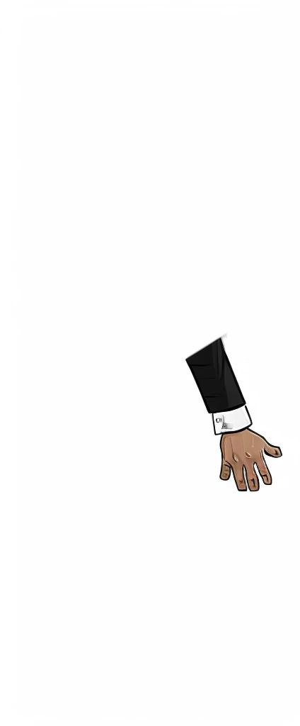 A man with a bushy beard, brunette hair but with a blonde topknot, wearing a black suit with a red tie, style cartoon (RIGHT PALM!!!!!!!!!!!!) - Renan  Souzones 