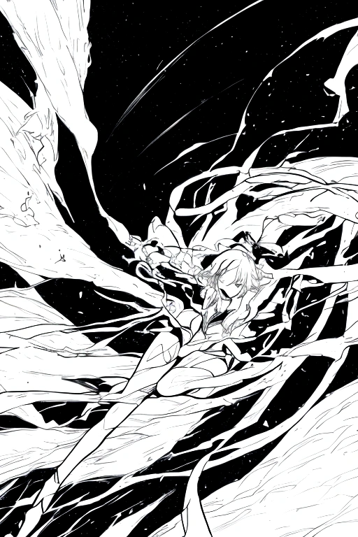  White Tornado, Cloud band entanglement，Black sky，White and black (high quality)