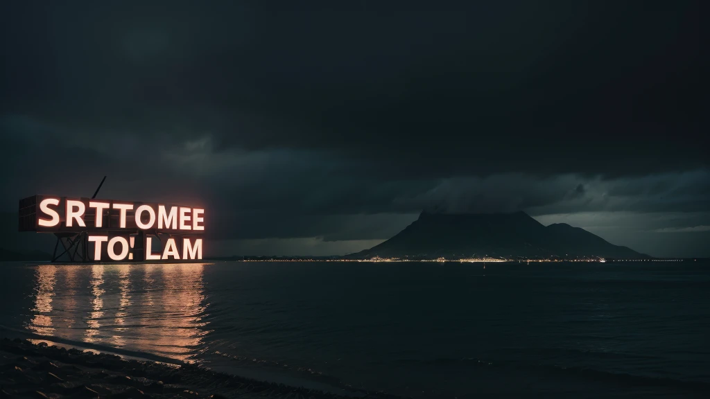 thumbnail for youtube, a dark and rainy island, sign written do not enter