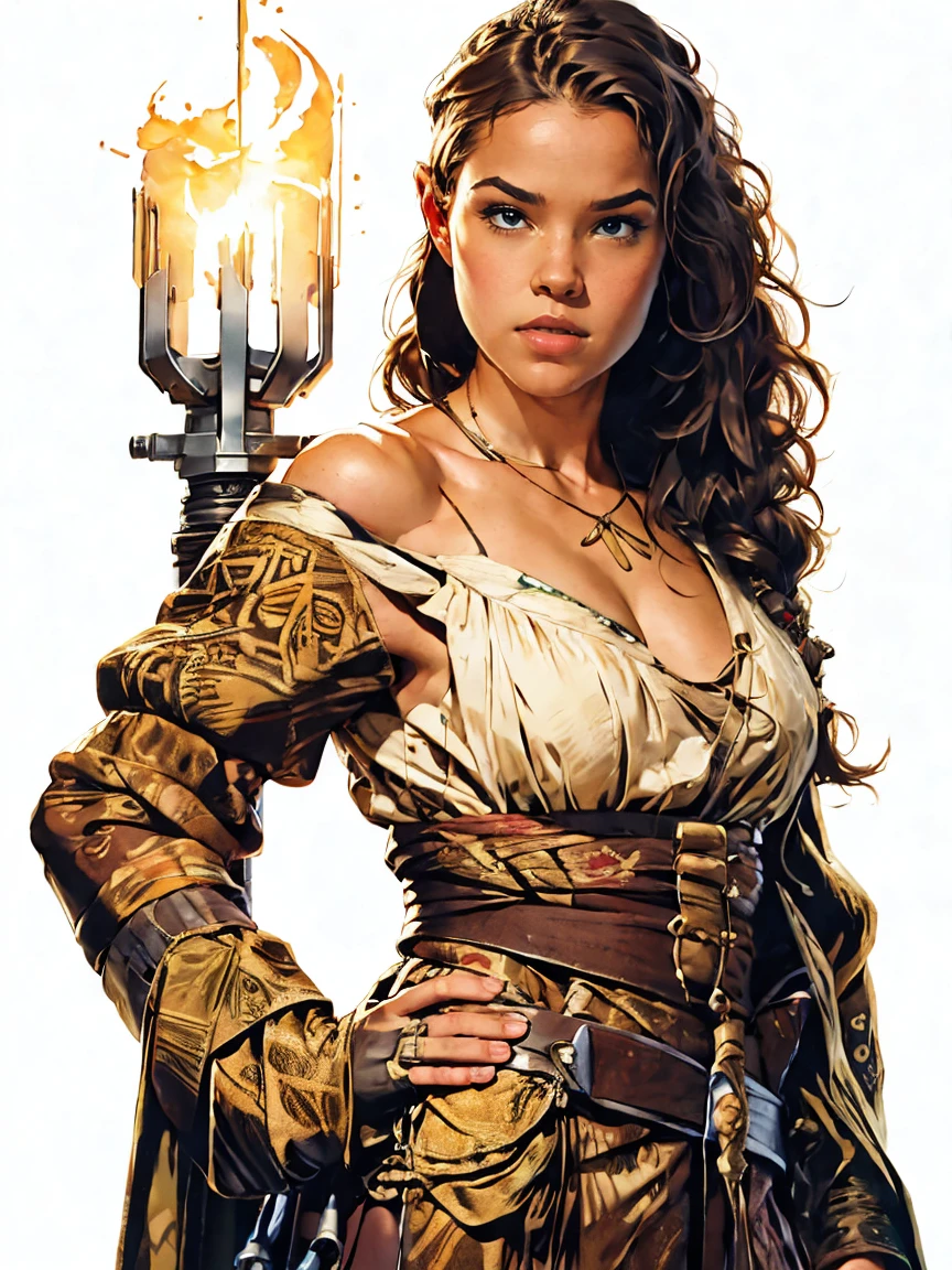 a female sith based on Zendaya, Star Wars, highly detailed cinematic fantasy portrait, black outlining, full color illustration, in the style of BORIS VALLEJO & JULIE BELL, masterpiece, 8k, ultra-detailed, physically-based rendering, vivid colors, dramatic lighting, intricate background, photorealistic