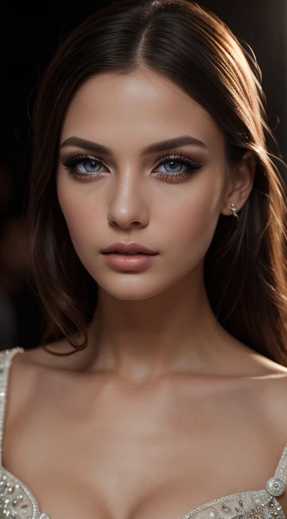 (masterpiece),(best quality),ultra hi res,realistic,high fashion photo shoot,1girl,beautiful detailed eyes,beautiful detailed lips,extremely detailed face,long eyelashes,elegant pose,glamorous high-end fashion outfit,luxury studio setting,dramatic lighting,cinematic composition,vivid colors,photorealistic,professional photography