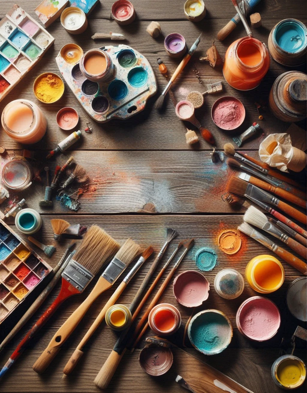 Wooden table with paint on it