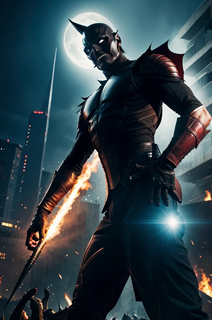 Villain fighting with heroes 