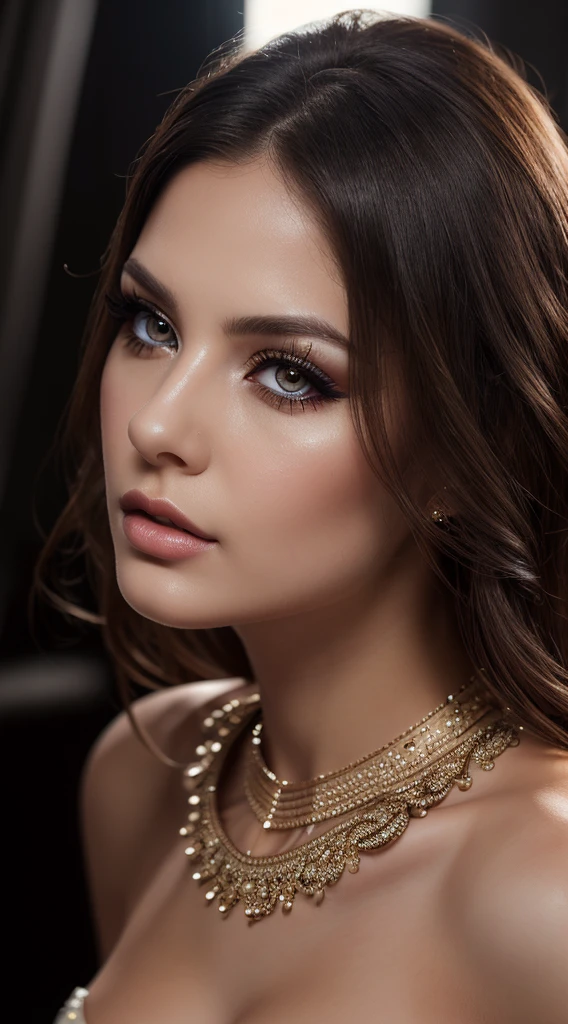 (masterpiece),(best quality),ultra hi res,realistic,high fashion photo shoot,1girl,beautiful detailed eyes,beautiful detailed lips,extremely detailed face,long eyelashes,elegant pose,glamorous high-end fashion outfit,luxury studio setting,dramatic lighting,cinematic composition,vivid colors,photorealistic,professional photography