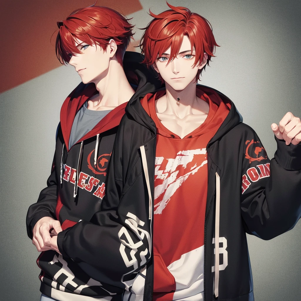 A cool guy with messy red hair wearing a hoodie