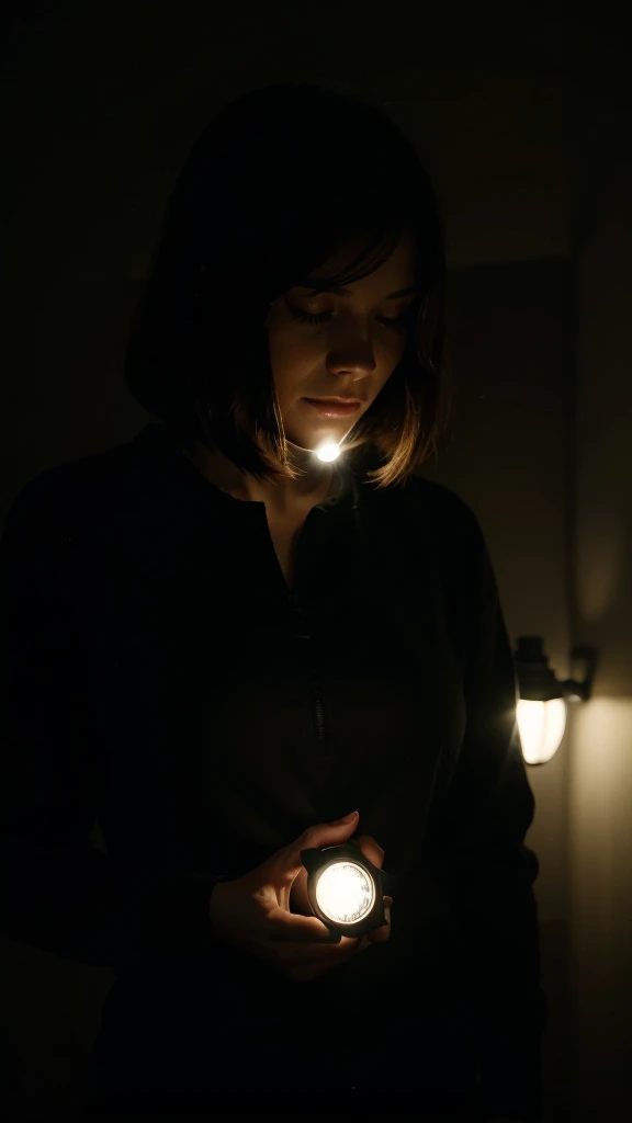 someone in the dark with a flashlight