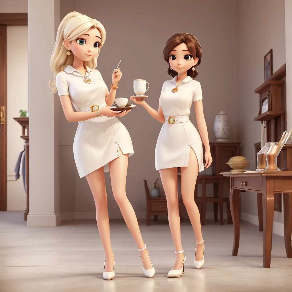 (8K, best qualityer, work of art:1,2), (realisitic, photo-realisitic:1,37), maximum quality, work of art, A beautiful woman, I want to drink coffee, a cup of coffee, elegant style. Indonesian feminine style, clean white skin, gorgeous eyes, medium hair, wear a watch