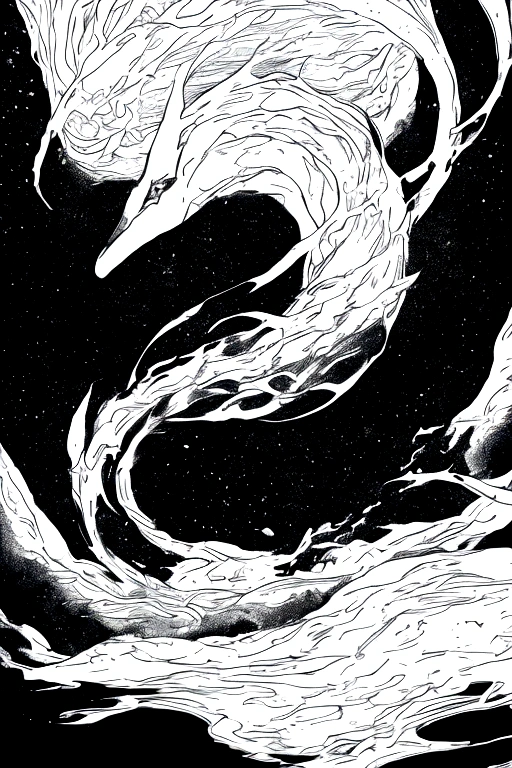  White Epiphany, Cloud band entanglement，Black sky，White and black (high quality)Excellent copperplate engraving art，Award-winning works，Unmanned spiral environment