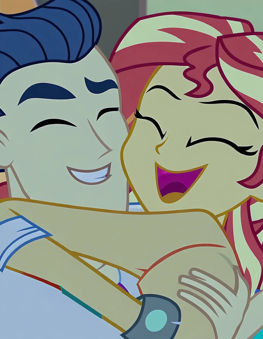 equestria girls, screencap, light colors, g4, cartoon image, score_9, score_8_up, score_7_up, score_6_up, pony, unicorn, mare, human male, duo, sunset shimmer, Vagina, Pussy, horse pussy, equine pussy, no breasts, House, bedroom, bed, night, tail, seductive, seducing, standing, vaginal secretions, pussy juice, vaginal penetration, penetration, human on pony, human on pony action, human penetrating sunset shimmer, blushing female, side view, no breasts, medium teats, holding sunset shimmer in air, feet up, suspended congress, hugging, kissing, cumming, cum in pussy, closed eyes, light colors