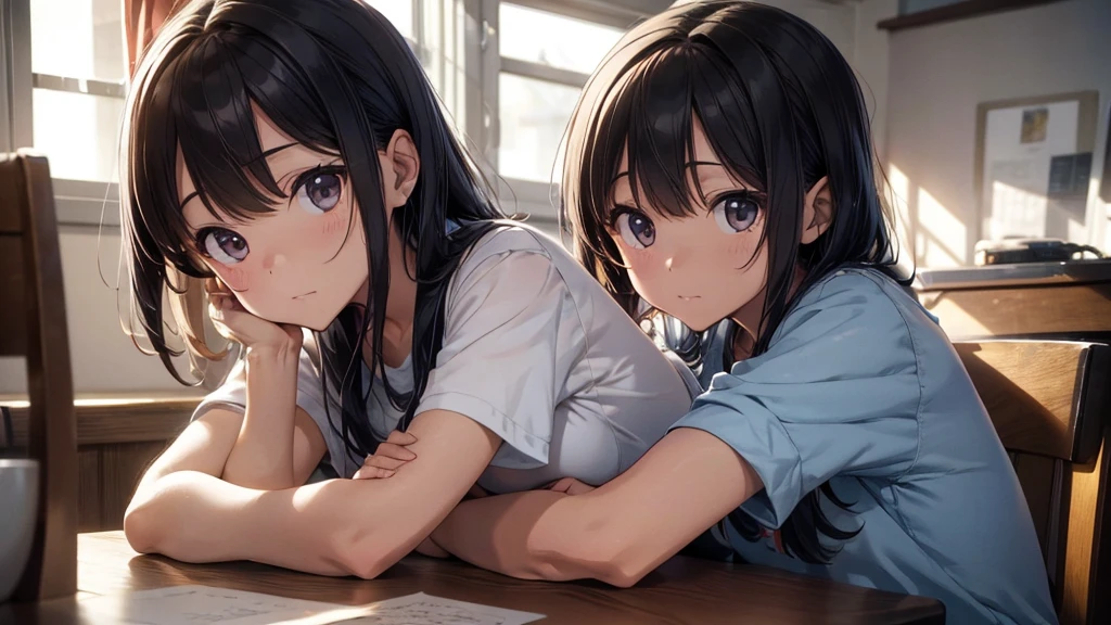 a lo-fi boy sitting at a table, headphones, studying music theory, soft hip hop beats playing in the background, film grain, cozy room, warm lighting, soft colors, subtle details, (best quality, 4k, 8k , high resolution , masterpiece: 1.2), ultra-detailed, pixel art, intricate details, soft focus, warm tones, moody atmosphere, film grain, depth of field