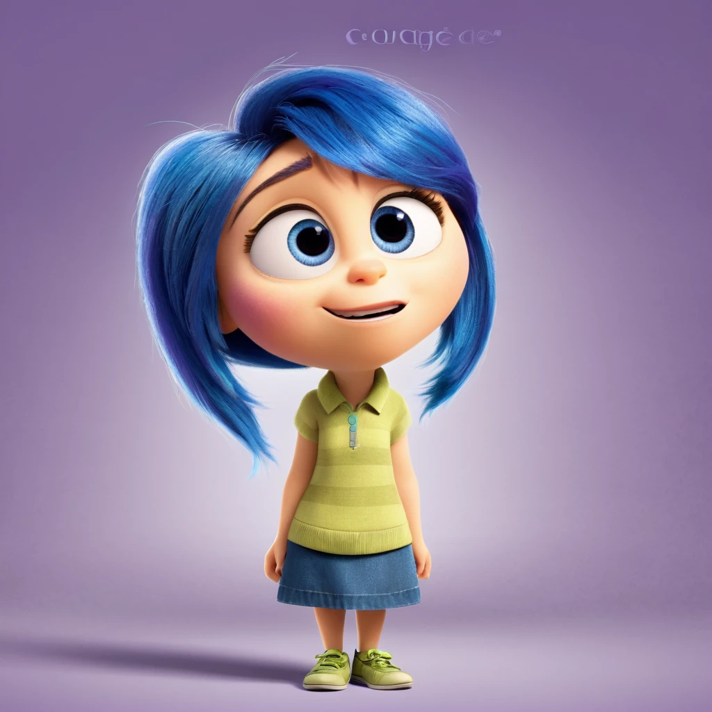 "Courage" character inspired by the film "Inside Out", emotion style, pixar style.