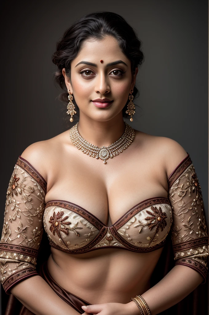 Looks like Sandeepa Dhar, a photo portrait of a beautiful girl 40 years old Woman, curvy hot mommy figure, fleshy figure, feminine curve, with curls, styled black hair, (face portrait:1.5), dramatic light, Rembrandt lighting scheme, bust shot, linen tank top , top quality editorial photograph, skin texture, skin pores, chocolate skin, high quality skin, top quality photography, professional photography, professional retouching, insane detailing, warm moody tones, modern clothes, highly detailed armpits, 