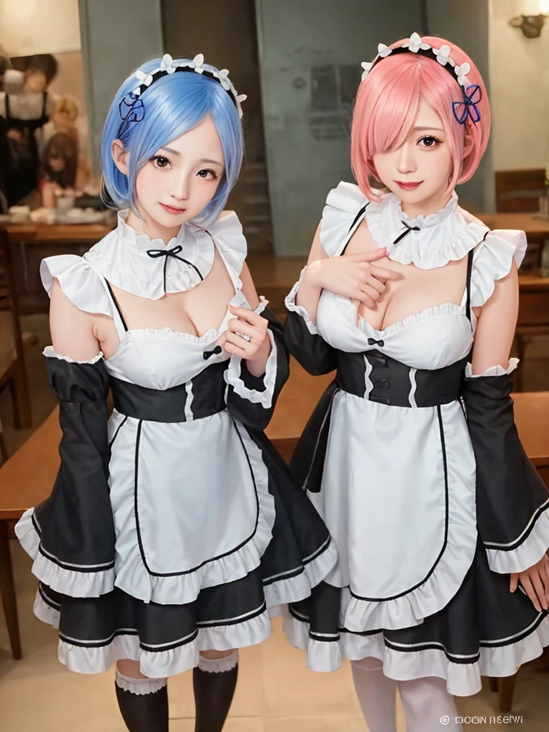 masterpiece, best quality, ultra-detailed, illustration, epic lighting, cinematic composition, colorful, sidelighting, lustrous skin, realistic, 3d face, (finely detailed beautiful eyes: 1.2), 1girl, rem_\(re:zero\),cute, medium breasts, blue hair, short hair, (hair over one eye:1.3), eyes_visible_through_hair, blue eyes, roswaal_mansion_maid_uniform, (head tilt:1.2), standing, close-up, fantasy, summer, night sky, stars, nebula, blue flowers, garden, blue roses, moonlight, peaceful, serenity, (8k:1.1),