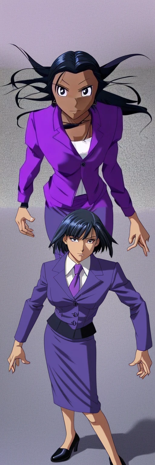 90s anime Evil business woman in a skirt suit