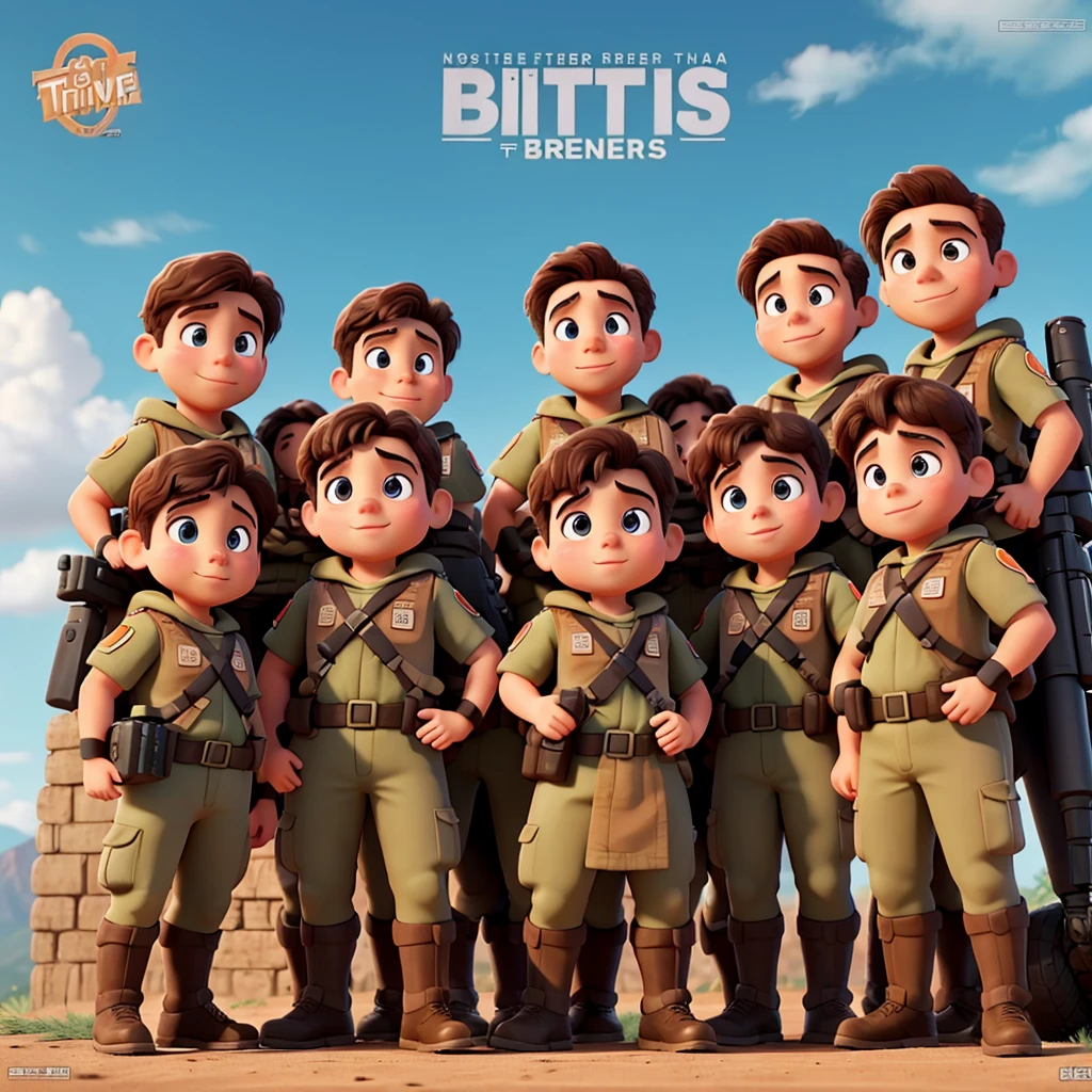 make a cover for a film called BISTECOS: THE TROOP, formed between 5 friends, two of them are chubby