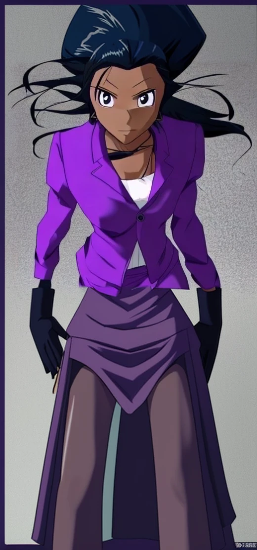 90s anime Evil business woman in a skirt suit