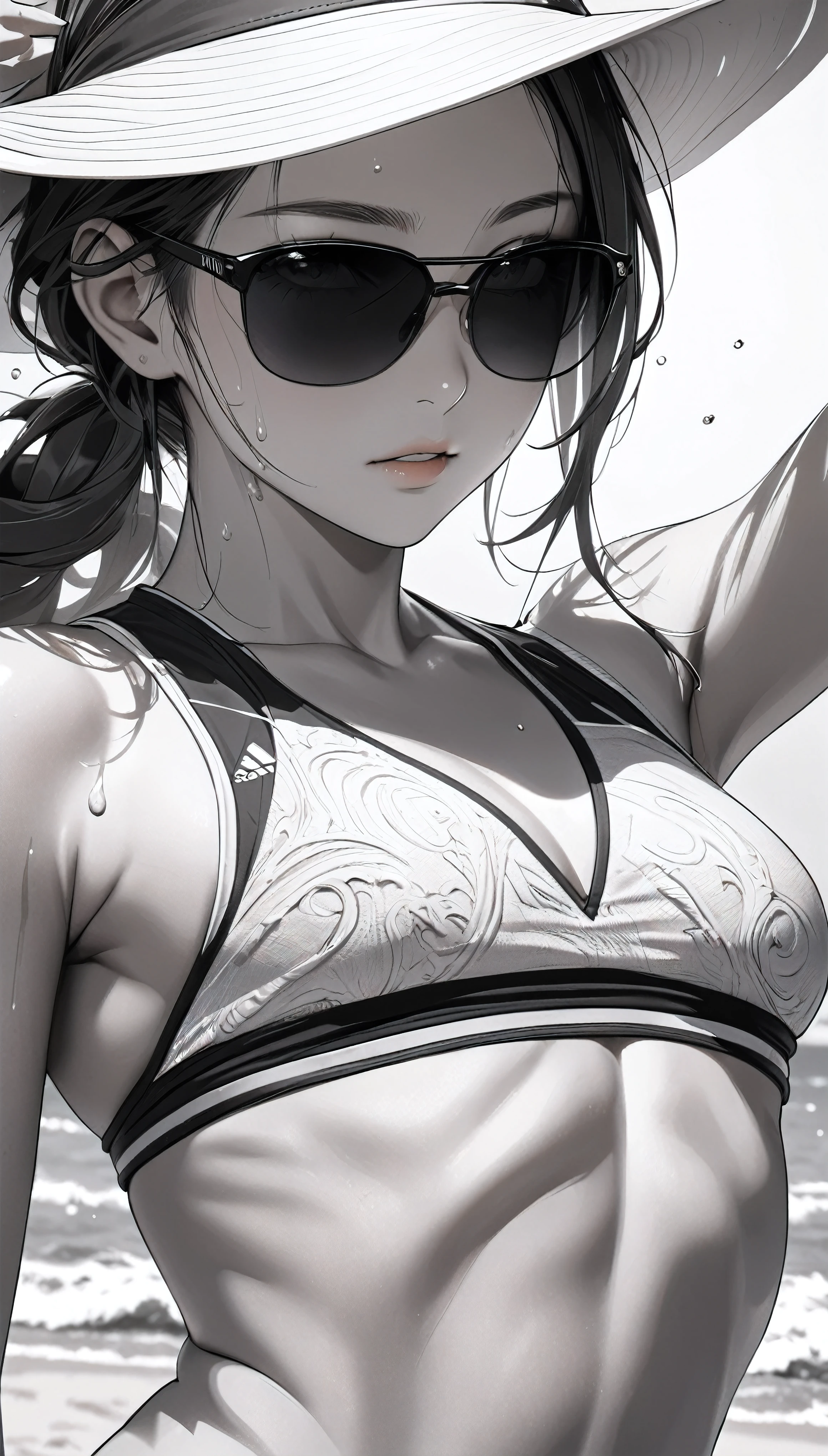 Attractive female athletes, Female beach volleyball player,
BREAK Bikini Swimwear, Detailed and attractive skin textures, Black sunglasses to block out the sun, White hat from a leading brand,
BREAK Tanned skin, Glossy and soft texture, Sweat to improve the attractiveness of your skin, A mirage created by the heat of the body,
BREAK Professional spray work, Detailed and intricate texture, Detailed and intricate brushwork, Detailed and clear depiction, Anatomically correct, Absurd aesthetics,
BREAK The moment the beach volleyball match was decided, International Beach Volleyball Championships, Beach volleyball court on the seaside,
BREAK Dynamic sports motion, Bold and powerful action, Aesthetic sports action,
BREAK Sunlight under the scorching sun, Dramatic light and shadow, Express everything except the subject in monochrome, Vivid, full-color subjects,
BREAK Professional spray work, Detailed and intricate texture, Detailed and intricate brushwork, Detailed and clear depiction, Anatomically correct, Absurd aesthetics,
BREAK Highest quality, Highest Resolution, Optimized Octane Rendering, super retina vision,