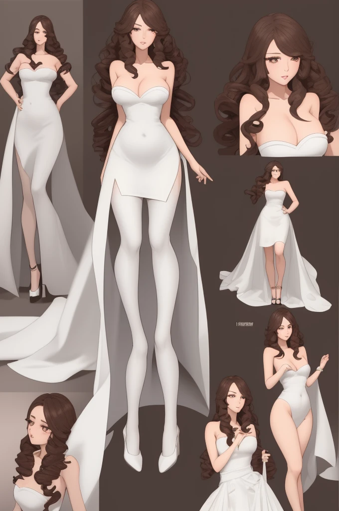 imagine


Woman with 80-40-70cm figure , strapless white stylish gown , high heels , large eyes , long hair with curls , hazel eyes , complimentary features , hyper realistic