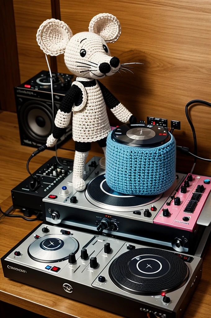 Crocheted DJ mouse