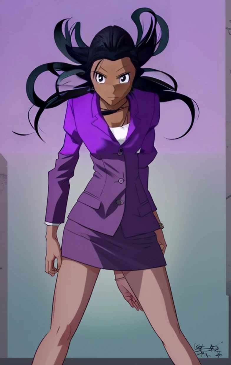 90s anime Evil business woman in a skirt suit