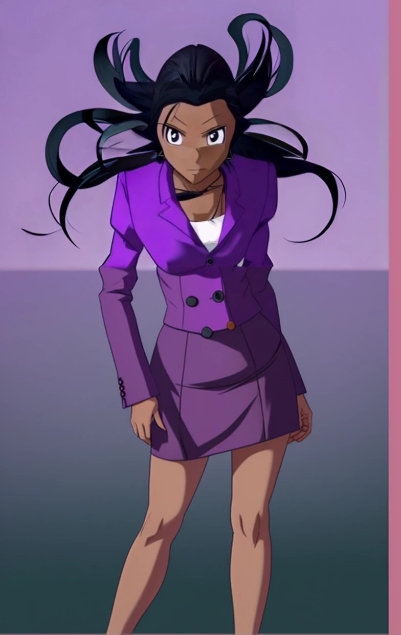 90s anime Evil business woman in a skirt suit