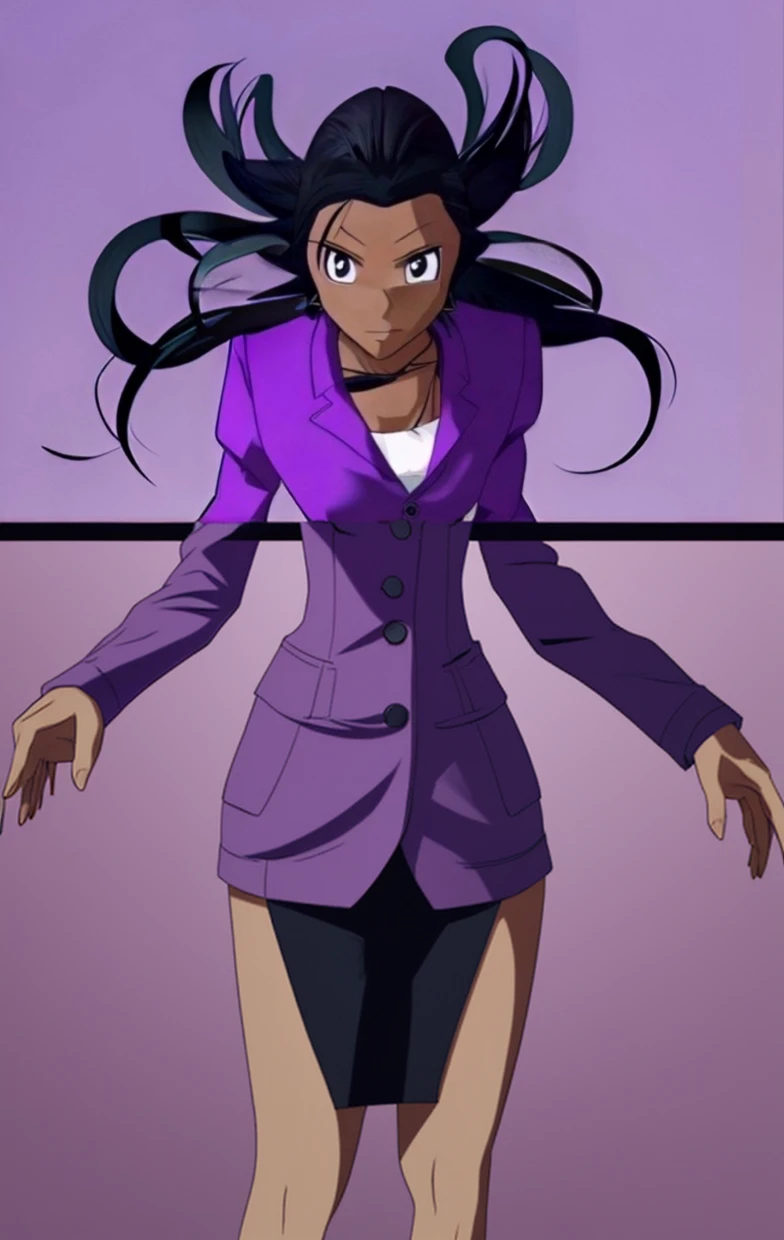 90s anime Evil business woman in a skirt suit 