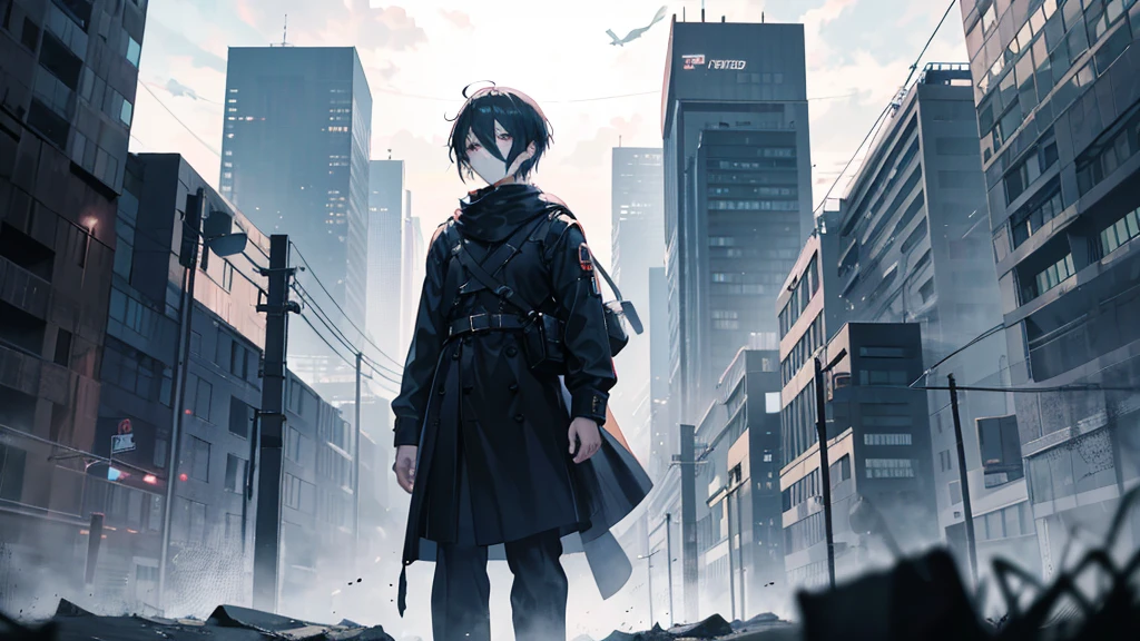 An anime cityscape drenched in gray, with sirens blaring in the distance. The scene captures a bustling city with voices of the restless echoing through the streets. Faces in the crowd are blurred and indistinct, symbolizing the anonymity of city life. In the foreground, a determined figure (anime girl or boy) stands, looking up at the sky, ready to break away from the shadows. The atmosphere is filled with tension and anticipation, with the ground shaking slightly, hinting at something coming to light. The lighting is dim, but there are sparks of light beginning to shine through the cracks, symbolizing hope and the dawn of a new day. The overall mood is one of resilience, determination, and unity, capturing the essence of rising together and finding one's voice in the depths of silence.