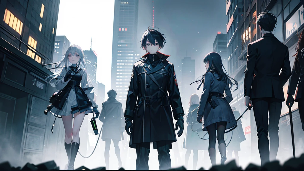 An anime cityscape drenched in gray, with sirens blaring in the distance. The scene captures a bustling city with voices of the restless echoing through the streets. Faces in the crowd are blurred and indistinct, symbolizing the anonymity of city life. In the foreground, a determined figure (anime girl or boy) stands, looking up at the sky, ready to break away from the shadows. The atmosphere is filled with tension and anticipation, with the ground shaking slightly, hinting at something coming to light. The lighting is dim, but there are sparks of light beginning to shine through the cracks, symbolizing hope and the dawn of a new day. The overall mood is one of resilience, determination, and unity, capturing the essence of rising together and finding one's voice in the depths of silence.
