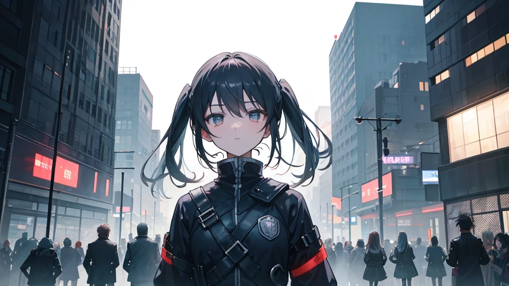 An anime cityscape drenched in gray, with sirens blaring in the distance. The scene captures a bustling city with voices of the restless echoing through the streets. Faces in the crowd are blurred and indistinct, symbolizing the anonymity of city life. In the foreground, a determined figure (anime girl or boy) stands, looking up at the sky, ready to break away from the shadows. The atmosphere is filled with tension and anticipation, with the ground shaking slightly, hinting at something coming to light. The lighting is dim, but there are sparks of light beginning to shine through the cracks, symbolizing hope and the dawn of a new day. The overall mood is one of resilience, determination, and unity, capturing the essence of rising together and finding one's voice in the depths of silence.
