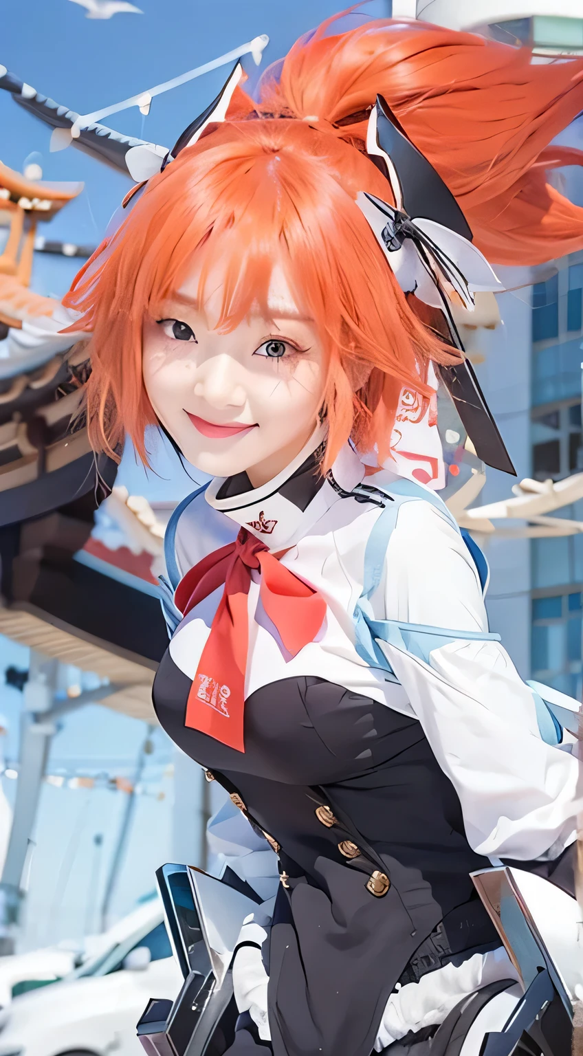 Beautiful girl ,epic realistic, korean girl,kunoichi,big breast , smile