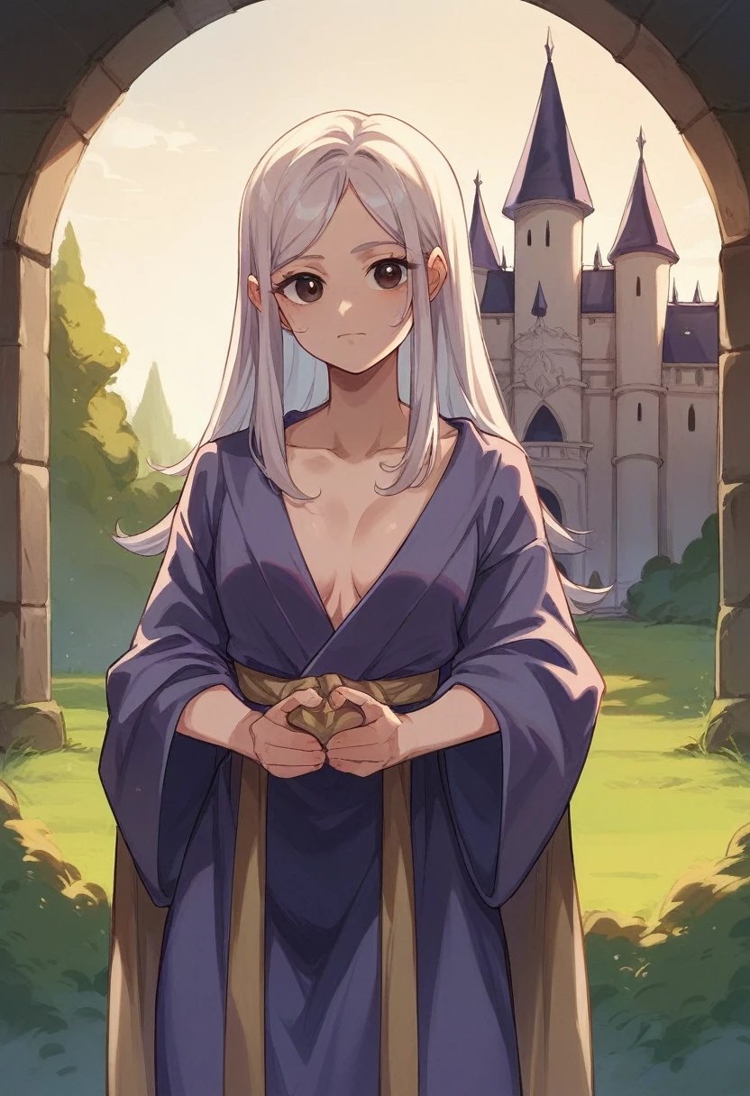 robin fe、cute、solo、woman、Wizard Robe、Detailed face、Slender body、Castle background