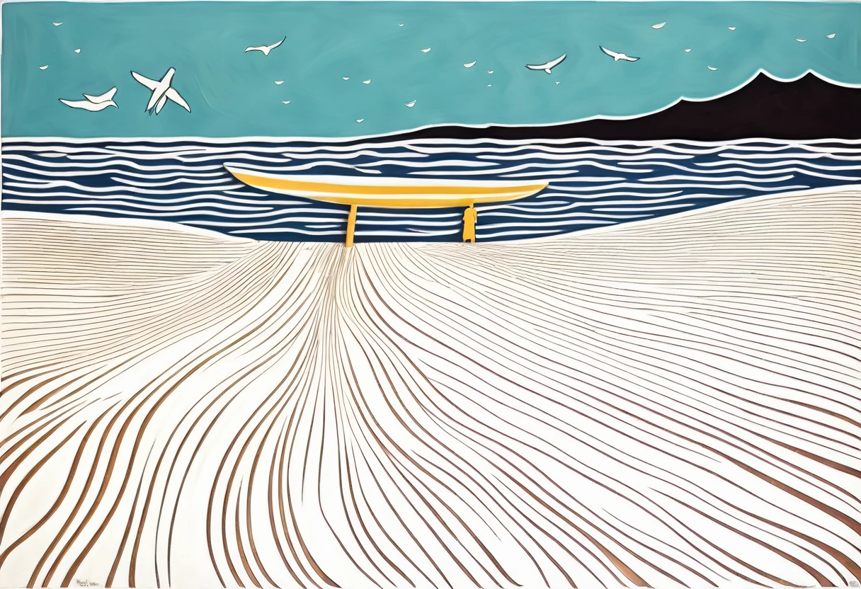 Beach volleyball ((Edvard-Munch style)), magic naive art, primitivism, protogen, ((best quality, Masterpiece)), ((Highest detail)), RAW:1,1, 8k