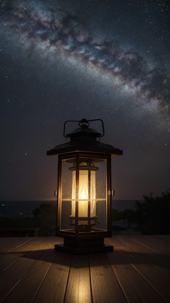 ((best quality)), ((masterpiece)), lantern with colorful lights, universe background