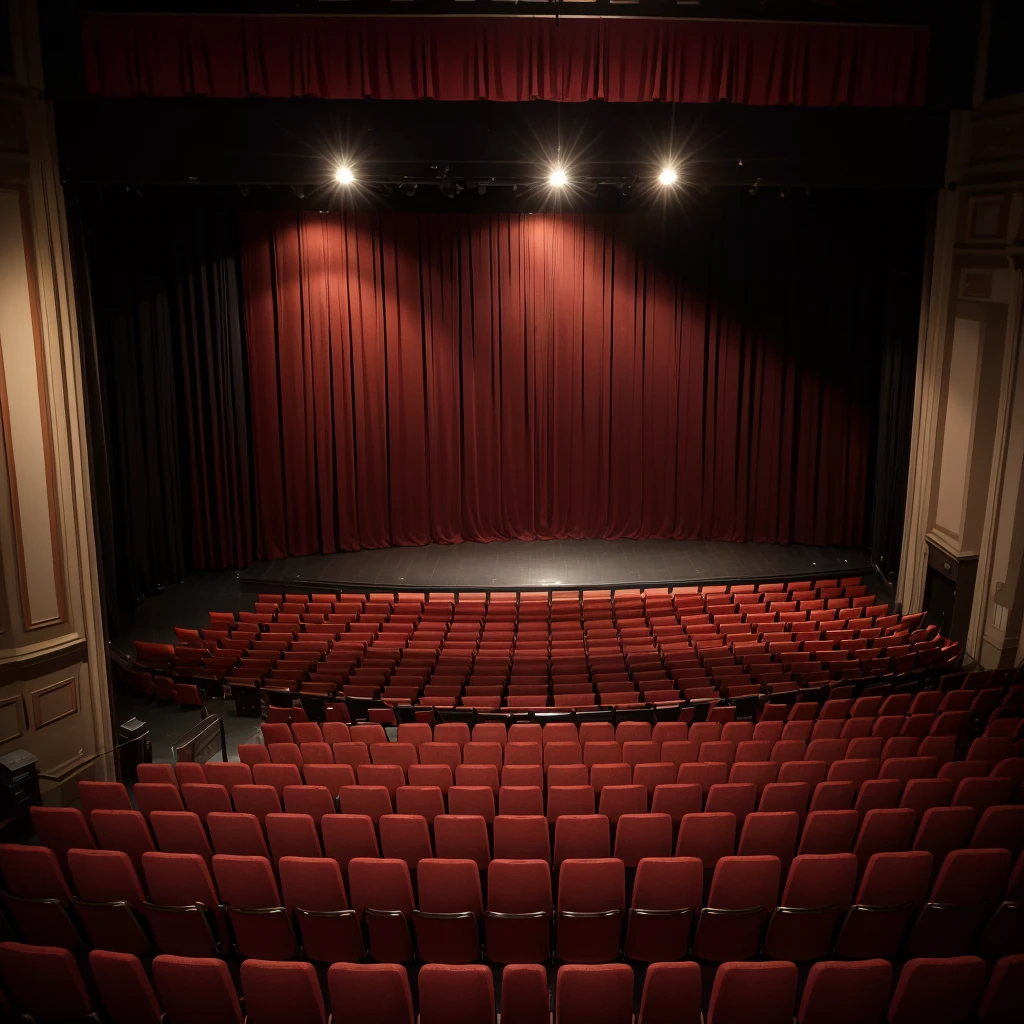 drapery,theater,wide open,hand,boku,view from the front,vermelha,no stage