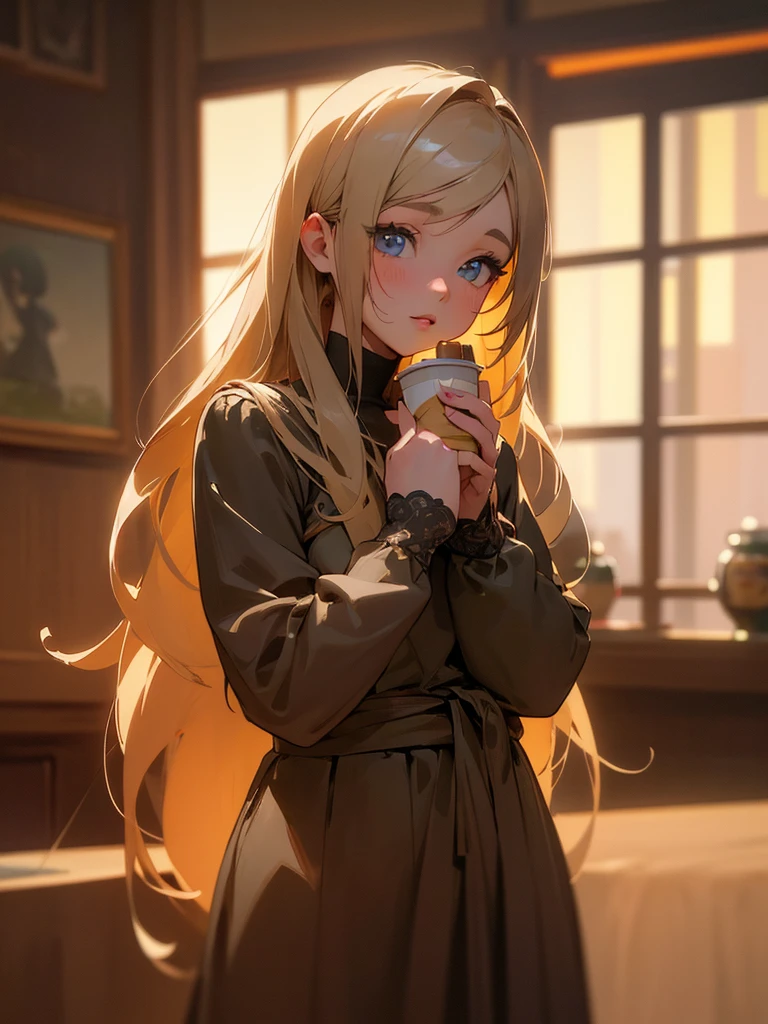 a beautiful detailed eyes, beautiful detailed lips, extremely detailed eyes and face, long eyelashes, realistic young anime girl, cute natural anime face, kawaii realistic portrait, realistic anime 3d style, cute kawaii girl, attractive anime girl, photorealistic anime, mysterious coffee shop girl, young anime girl, cute anime girl, anime girl with long hair, holding a cup of coffee, in a coffee shop, cinematic lighting, intricate details, highly detailed, hyper realistic, vibrant colors, soft focus, chiaroscuro lighting, ambient occlusion, volumetric lighting, physically-based rendering, masterpiece, digital art, 8k, high resolution