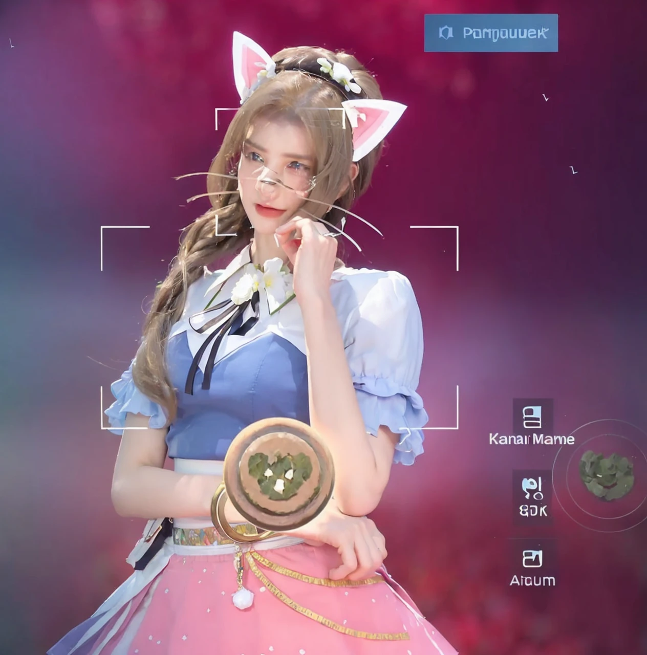 ((Best Quality, 8K, Masterpiece: 1.3)), Focus: 1.2, (Cinema Filter: 1.3), ((Layered Haircut: 1.2)), , (In the Flower Field: 1.3), Realistic Face and Skin Texture, Full Body, Detailed Eyes, Double Eyelids, Long Hair, (Round Face: 1.5), (Short White Skirt: 1.6), Show Legs, Sit on Lawn