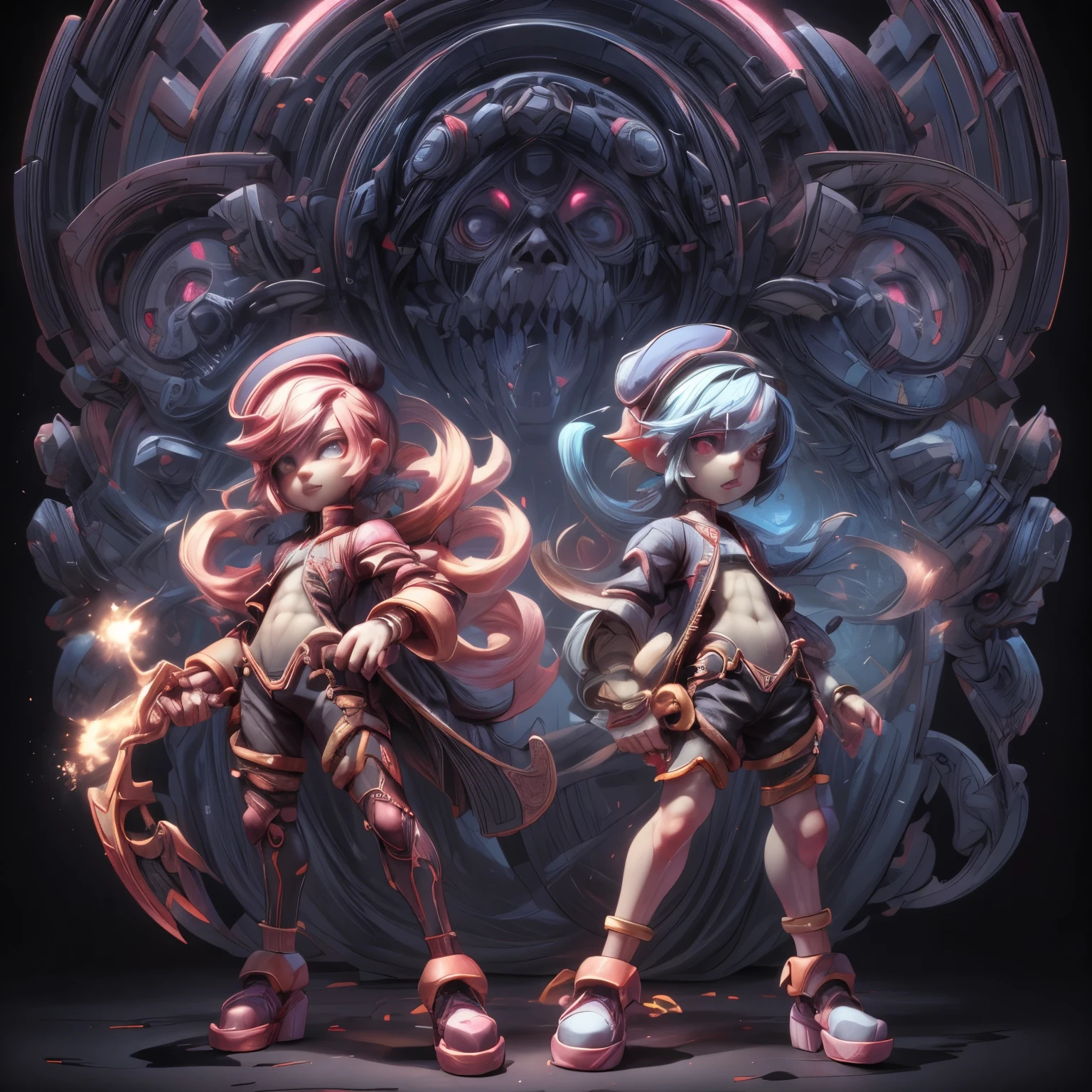 Young human red boy and yordle pink tristana playing,8k, ultra detailed, soft lighting, pmmkr2024, cartoon, best quality,masterpiece,nice art,perfect art,nice detailed art,nice detailed body,nice detailed face,best quality, 8k, best quality, ultra-detailed , 8K, HD,,nice ultra detailed hands,nice ultra detailed fingers,nice ultra detailed legs,score_9,score_8,score_7,score_8_up,score_7_up,score_6_up,
1boy,  commentary, commentary request, full body