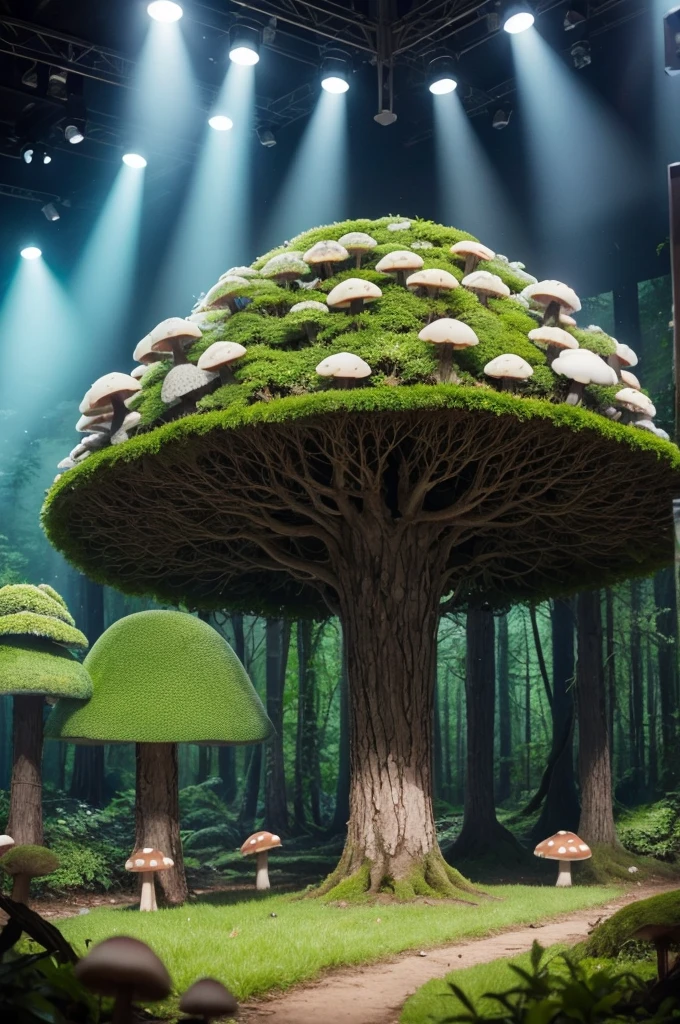 Mushroom themed show stage, mystic forest