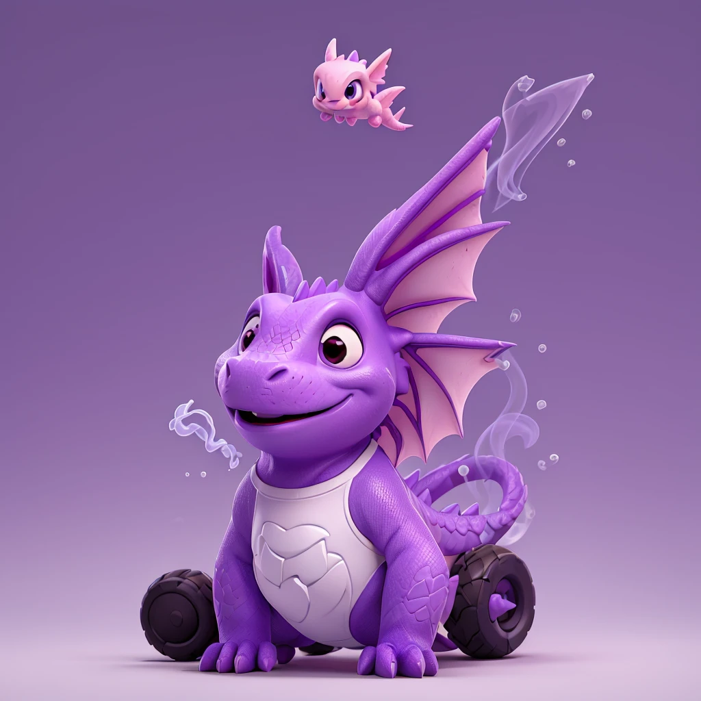 vector T-shirt design, modern graphics design, purple tones, white background, featuring a charming baby dragon with smoke out of his mouth