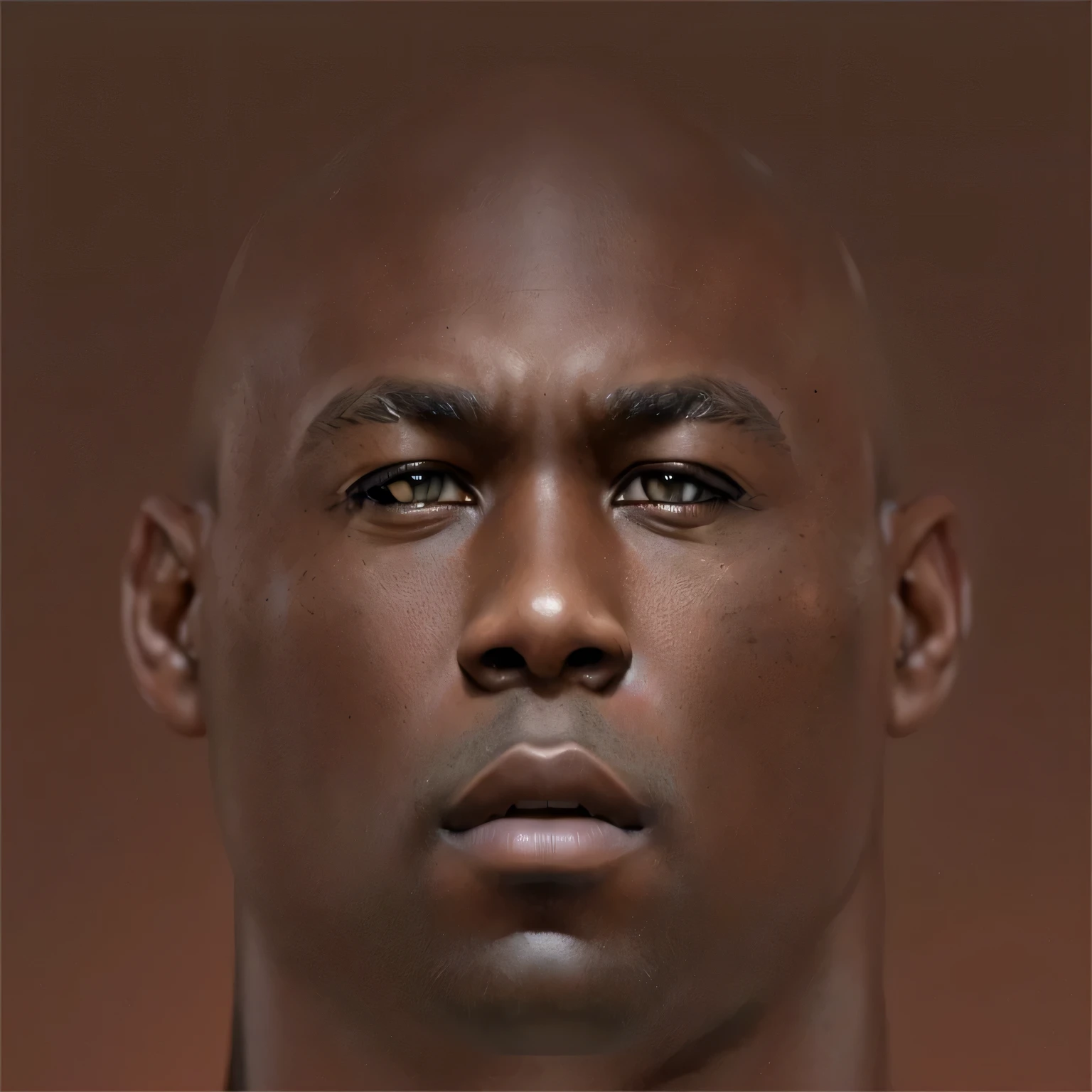 there is a man with a bald head and a brown background, extremely high detailed face, detailed human face, extreme detailed face and body, real detailed face, extreme detailed face, detailed face background detail, photorealistic skin tone, realistic skin color, high detailed face, hyperdetailed perfect face, ultra detailed face, realistically rendered face